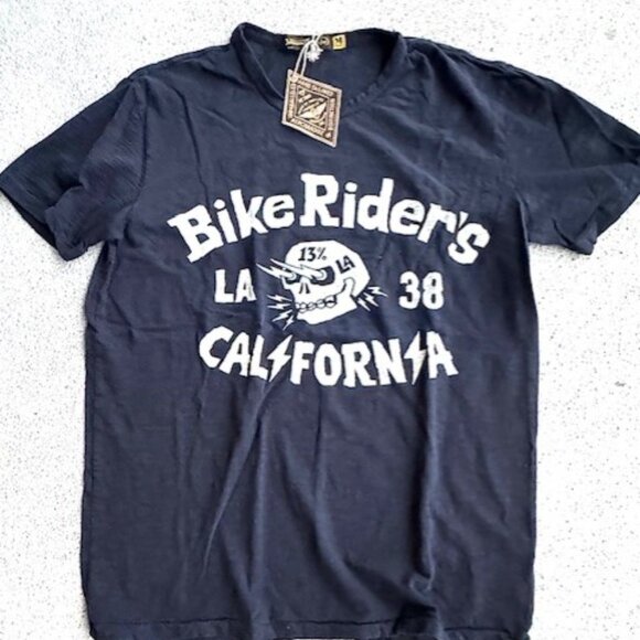Johnson Motors Bike Riders distressed M Faded Black Shirt NWT - Picture 1 of 7